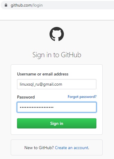 входим в личный кабинет GitHub